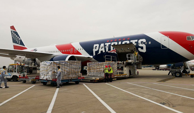 Patriots plane being loaded in China