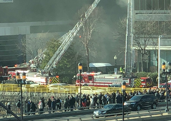 Watching Boston firefighters on Summer Street