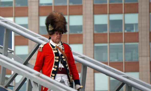 Redcoat on a gangplank