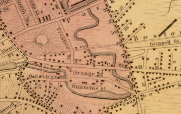 Stony Brook in Roxbury in the 1840s