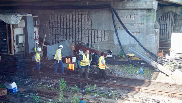 Repair work on the Red Line at JFK/UMass