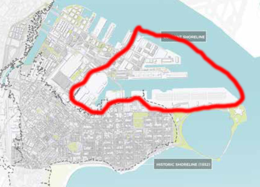 Map of South Boston highlighting industrial area