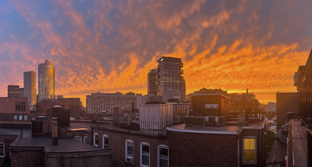 Sunset over the North End and downtown