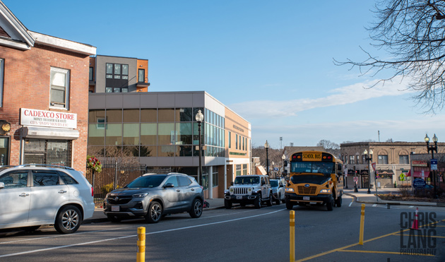 Same scene in Roslindale Square in 2023.