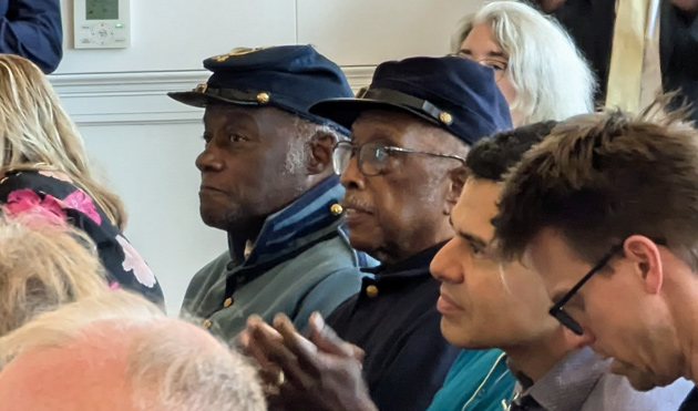 Two members of the 54th Massachusetts reenactors group