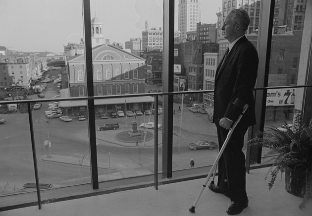 Collins looks out from the mayor's office